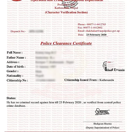 How to make Police Clearance Certificate in nepal?