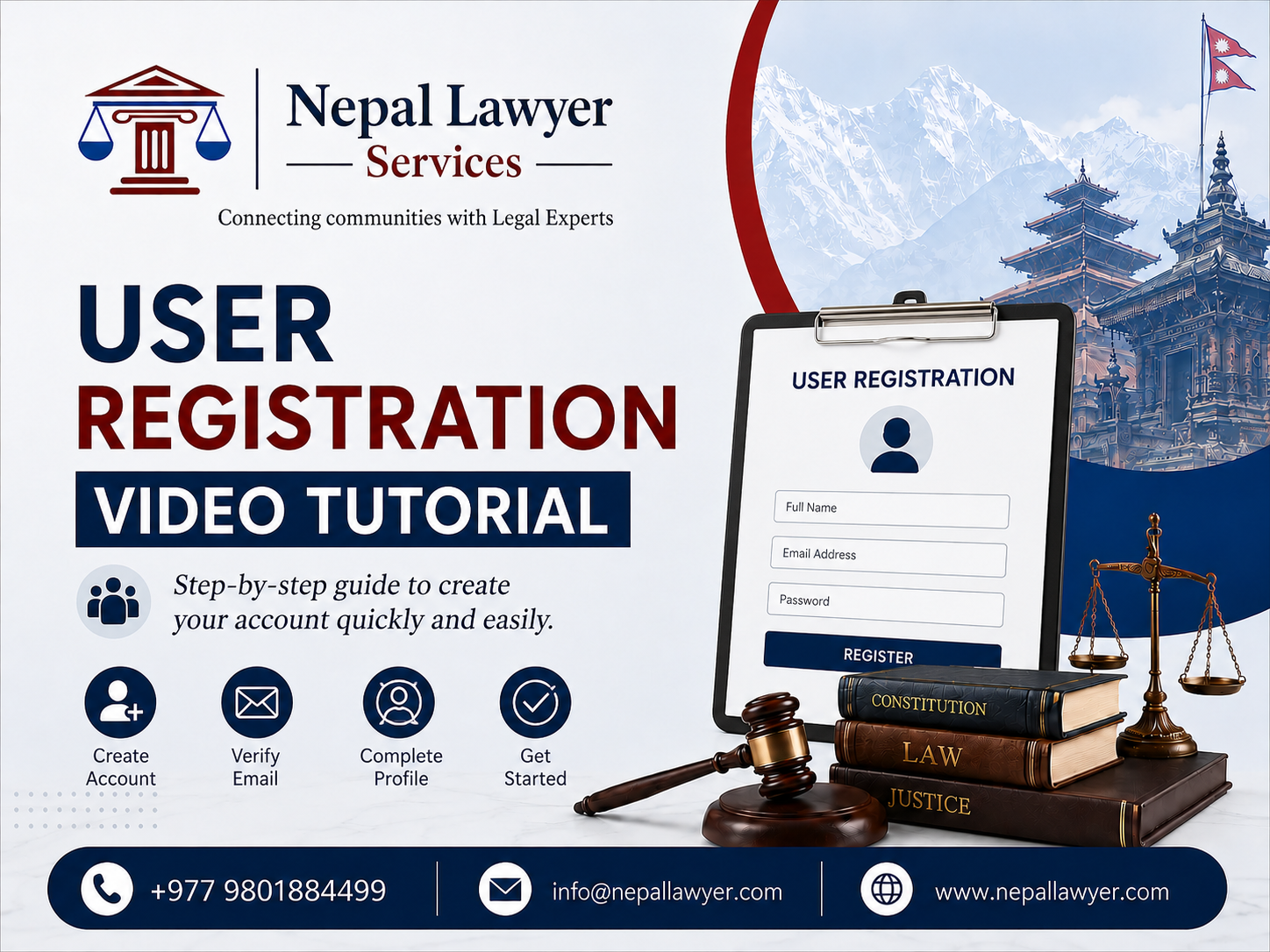 How to Register User Account on Nepal Lawyer Services Video Tutorial