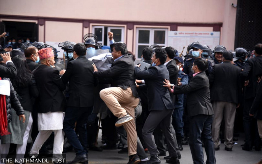 At least seven including Nepal Bar chair injured in a scuffle with police...